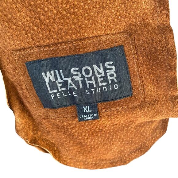 Wilsons Leather Pelle Studio Penny Lane Long Brown Suede Faux Fur Coat size XL - Picture 4 of 11